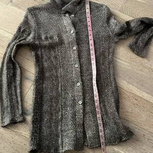 Vintage Brown Open Knit Cardigan Boho Cottagecore Crochet S thumbnail 7