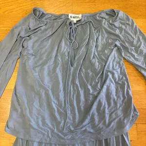 Sabo Skirt Baby Blue Boho Slouchy Resortwear Vacation Coastal Coverup Romper L thumbnail 2
