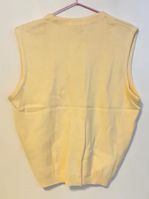 Talbots Cotton Layering V Neck Button Down Sweater Vest Yellow Womens Medium thumbnail 2