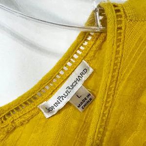John Paul Richard Large Top Yellow Cap Sleeve‎ Blouse Raw Boho Boxy Gauzy 1684 thumbnail 11