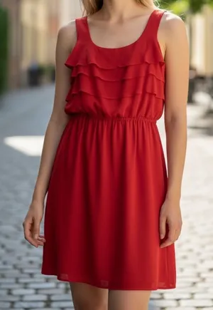 Elegant Red Sleeveless Dress thumbnail 1