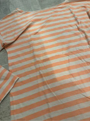 Loft Pink and White Striped Boatneck Long Sleeve Three Quarters Top Size S thumbnail 3