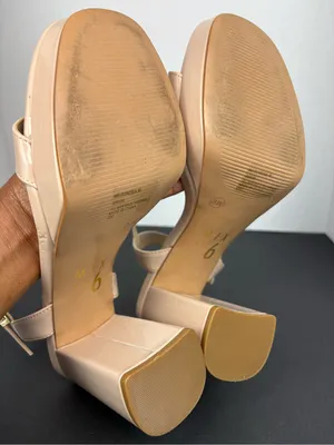 Mix No. 6 Nude Patent Block Heel Sandals with Ankle Strap thumbnail 4