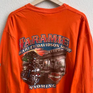 Harley Davidson 2009 Orange Laramie, Wyoming Biker Graphic Long Sleeve Tee thumbnail 9