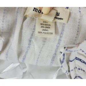 Monteau Los Angeles Linen Maxi Sundress Large White Blue Striped Rayon Slit thumbnail 8