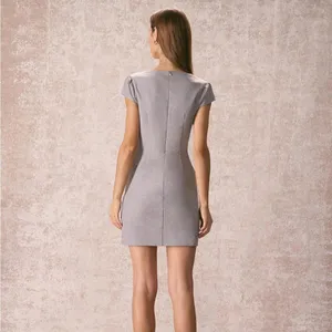 RIHOAS The Grey Square Neck Cap Sleeve Mini Dress M 47 thumbnail 3