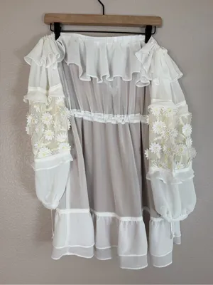 For Love & Lemons Bridal Carolina Daisy Off The Shoulder Mini Dress size Medium thumbnail 10