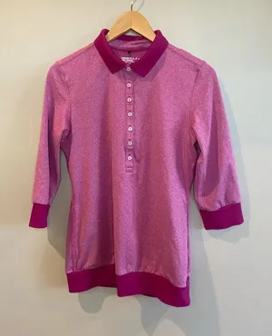 NIKE GOLF Women’s Short Sleeve Polo Pink Fuchsia Tour Premium Dri-Fit‎ Medium thumbnail 1