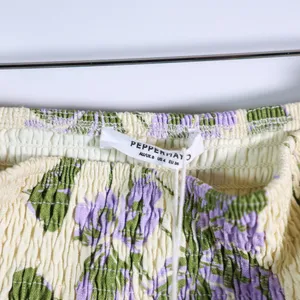 NEW Peppermayo Break From Toronto Linen Smock Mini Dress Yellow Purple Floral 4 thumbnail 2