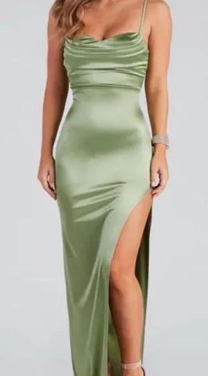 Sage Green Prom Windsor Dress Satin Cowl Neck thumbnail 1