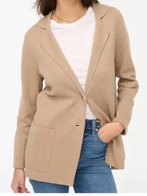 NWT J. Crew BS881 Two Button Sweater Blazer Heather Mushroom Tan Sz XL thumbnail 1