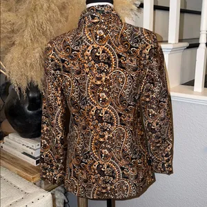 Driftwood Velvet Paisley Jacquard Blazer 70’s Western Embroidery Boho SZ S thumbnail 5