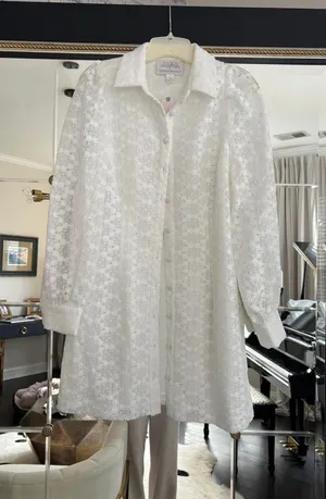 New with Tags Anthropologie White Lace Button Up Dress thumbnail 1