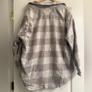 Aerie LumberJane Grey Buffalo Plaid Soft Brushed Flannel Shirt - size M thumbnail 7