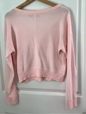 Abercrombie & Fitch Y2K Pink Cozy V Neck Top Size Small thumbnail 4