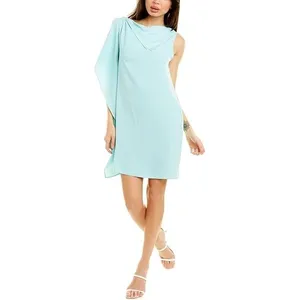 Trina Turk Ellyson Dress Sea Glass Blue Cowl Neck Cape Mini Dress‎ Size M NEW thumbnail 3