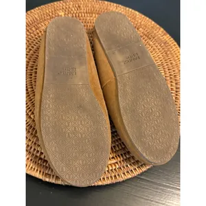 Lands End Womens Suede Moccasin Slippers‎ Tan Brown Faux Fur Lined Loafers thumbnail 8