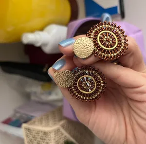 Brown & Gold Beaded Earrings Size undefined thumbnail 2
