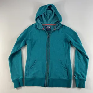 The North‎ Face Full Zip Jacket Women's XS Hooded Sweater Sweatshirt Teal Ladies thumbnail 1