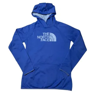 The‎ North Face Blue Logo Pullover Hoodie Sweatshirt Women’s Sz Medium Pocket thumbnail 1