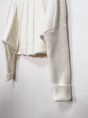 Miss Sparkling Ivory Ribbed Mock Neck Dolman Sleeve Sweater Size XL NWOT thumbnail 6