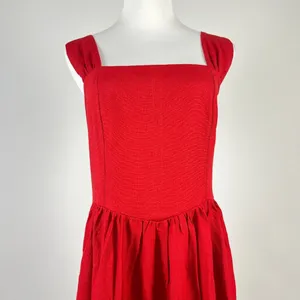 NWT Farm Rio Stretch Linen Blend Cami Maxi Dress Size S Classic RED thumbnail 7