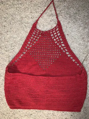 Crochet Knit Top️ Red Size XS thumbnail 2