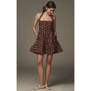 MAEVE Square Neck Fit and Flare Mini Dress in Brown Size Medium thumbnail 2