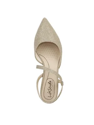 NWT Lifestride Strappy Pointed-Toe Pumps H5061S3 Light Gold Shimmer 10W thumbnail 5