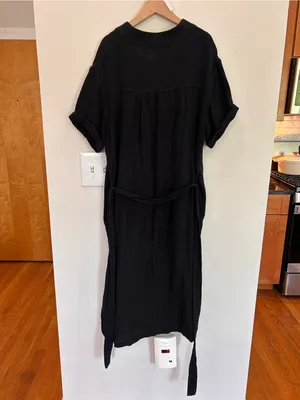 Magaschoni Black Gauze Tie-Waist Midi Dress with Side Slit M thumbnail 4