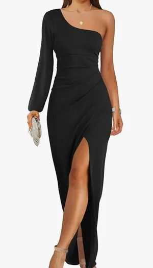 Black Long Dress One Sleeve thumbnail 1