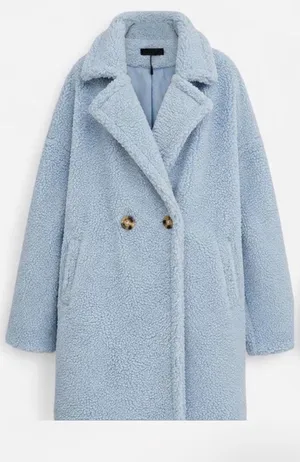 PrettyLittleThing Light Blue Teddy Bear Coat - Size US 10 / UK 14 🧥✨ thumbnail 4