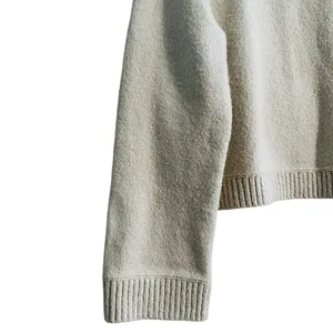 Lululemon Brushed Cotton Merino Blend Crewneck Sweater Ivory Preppy Size Small thumbnail 4
