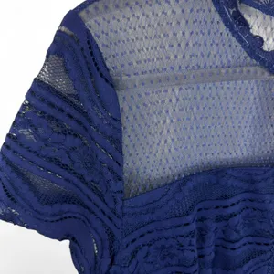 Francesca's Navy Blue‎ Lace Mesh Sheer Yoke Mini Dress NWT Size Large thumbnail 4