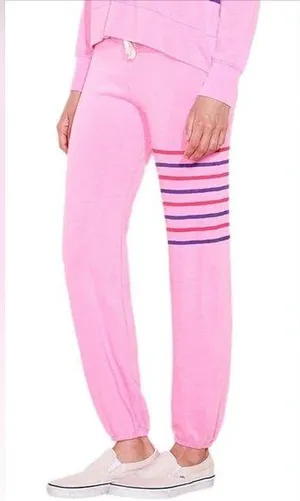 New SUNDRY Women's Stripes Sweatpants in Pigment Dyed Pink Neon size 3/L thumbnail 1