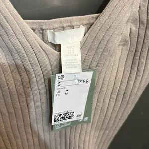 H&M light beige taupe rib knit tank top M thumbnail 6