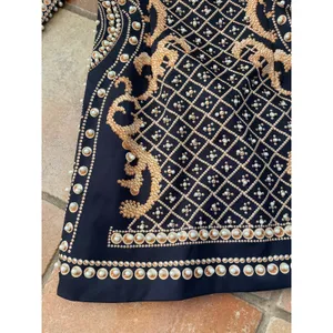 Bejeweled one-shoulder mini dress featuring pearl embellishments small thumbnail 2