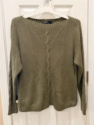 Lauren Ralph Lauren Cable-Knit Cotton-Blend Sweater size XL olive fern thumbnail 14