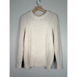 Original‎ Aran Co Womens Cream 100% Merino Wool Cable Knit Sweater Small Ireland thumbnail 2