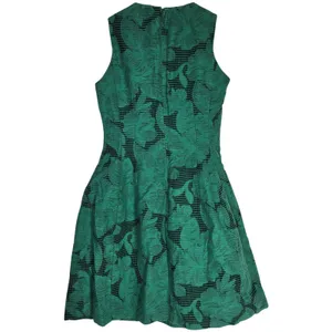 Eva Mendes New York Company Green Floral‎ Jacquard Fit Flare Sleeveless Dress 2 thumbnail 2