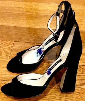Nine West NWT Gavyn classic suede block heel, open toe statement sandal. 7.5 thumbnail 9