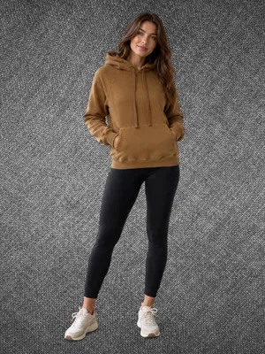 Zara Women’s Size Small Camel Brown Washed Pullover Hoodie Sweatshirt thumbnail 3