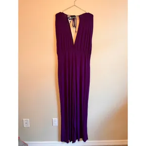 Earthbound Jumpsuit Women XXL Purple V Neck Cap Sleeve Wide Leg Knot Front NWT thumbnail 5