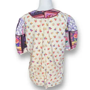 Vintage Handmade Square Dancing Skirt Set Purple Pansy Floral Printed Midi‎ thumbnail 12