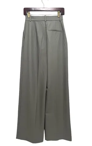 ZARA High Rise Pleated Wide Leg Trouser Pant khaki Women’s Size XS thumbnail 5