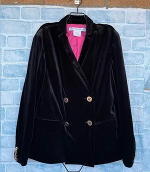 GRETCHEN SCOTT double breasted velvet blazer size small Black thumbnail 1