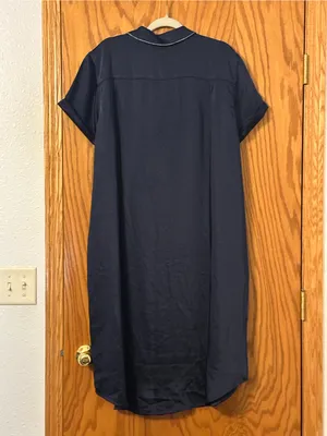 Wildfang The Empower Satin Midi Dress - Navy Satin with Mint Trim - NWT - Sz XL thumbnail 4