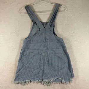 Free People Hickory Stripe Denim Overall Mini Dress Blue White Pinstripe Size 0 thumbnail 8