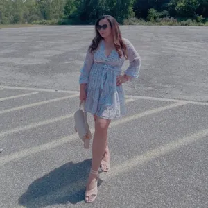 Floral Long Sleeve Mini Dress‎ Smocked Waist V-Neck Back Tie Medium Wedding Boho thumbnail 2