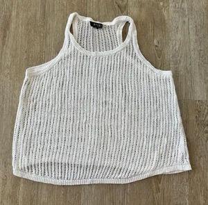 Ana A New Approach Womens White Crochet Tank Top - PXL thumbnail 1